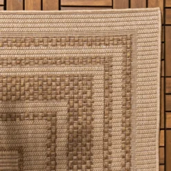 Garten Teppich Jute - Mavi Border Creme Braun