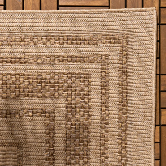 Garten Teppich Jute - Mavi Border Creme Braun