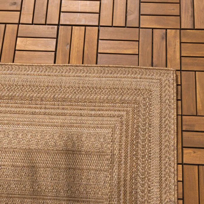 Garten Teppich Jute - Mavi Stripes Creme Braun