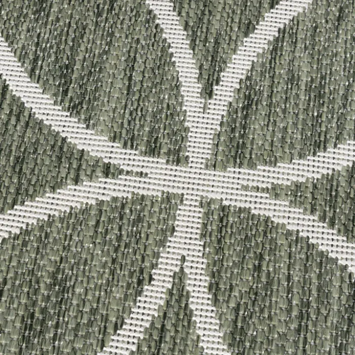 Geometrischer Outdoor Teppich - Faro Ripple GrünWeiß
