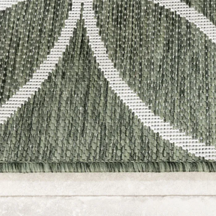 Geometrischer Outdoor Teppich - Faro Ripple GrünWeiß