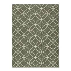 Geometrischer Outdoor Teppich - Faro Ripple GrünWeiß