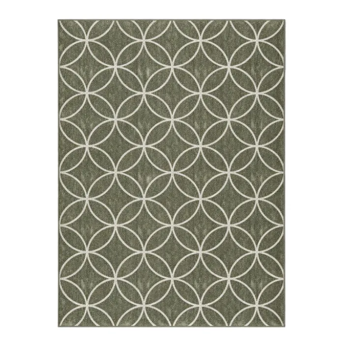 Geometrischer Outdoor Teppich - Faro Ripple GrünWeiß