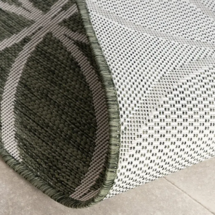 Geometrischer Outdoor Teppich - Faro Ripple GrünWeiß