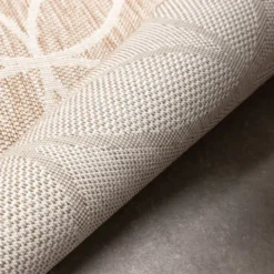 Geometrischer Outdoor Teppich - Faro Ripple Beige