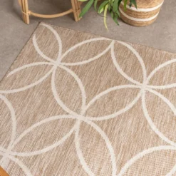 Geometrischer Outdoor Teppich - Faro Ripple Beige