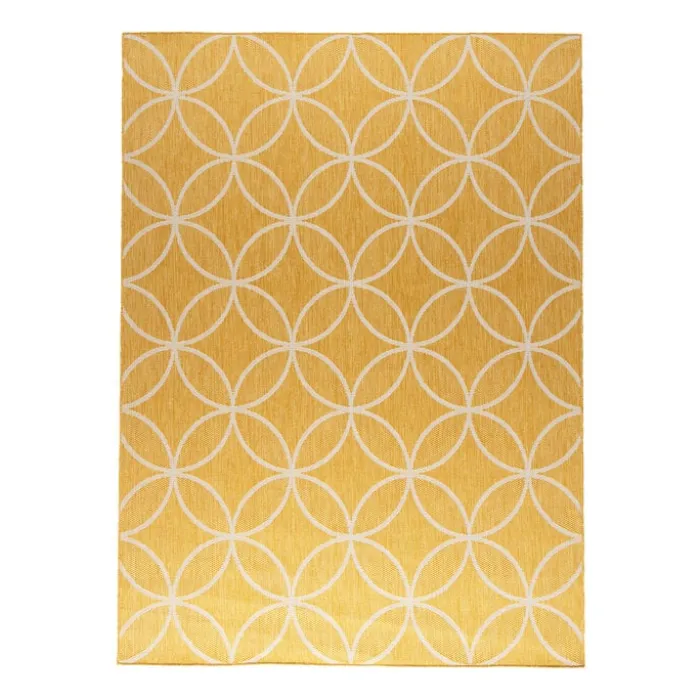 Geometrischer Outdoor Teppich - Faro Ripple Gelb