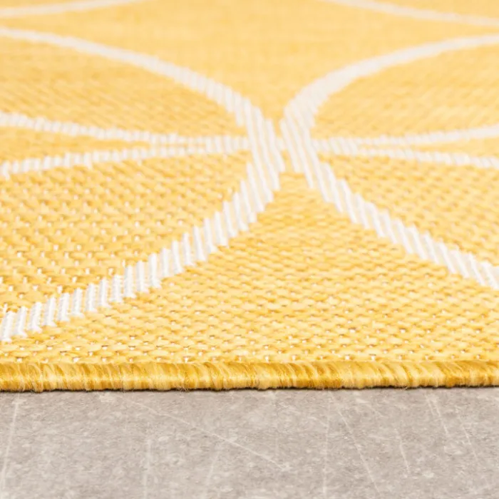 Geometrischer Outdoor Teppich - Faro Ripple Gelb