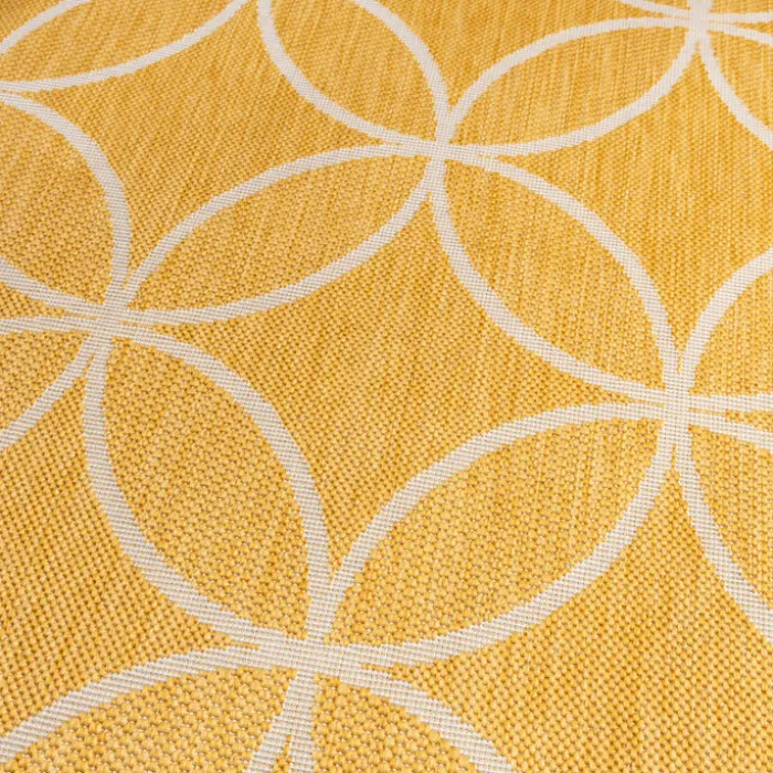 Geometrischer Outdoor Teppich - Faro Ripple Gelb
