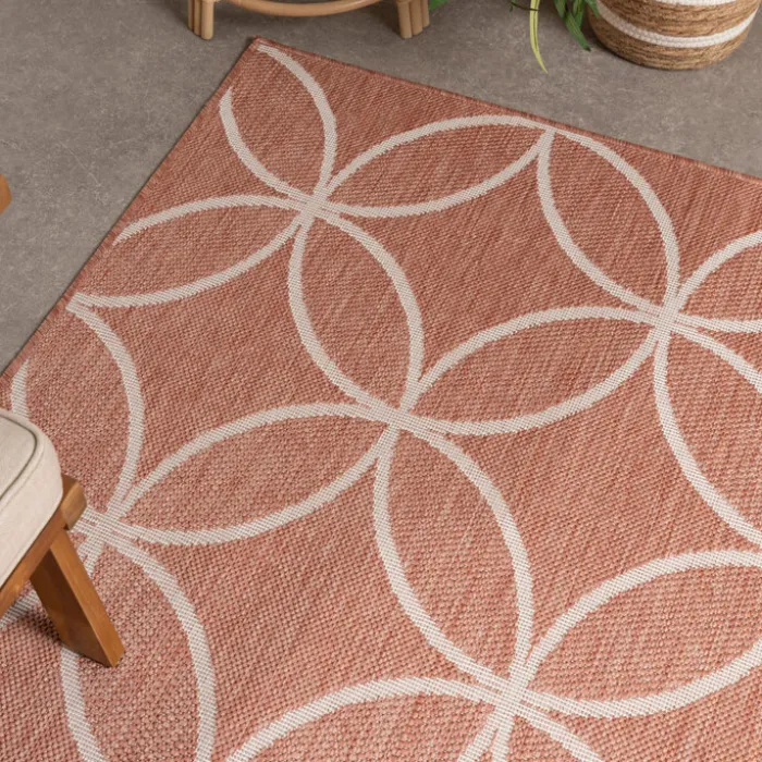 Geometrischer Outdoor Teppich - Faro Ripple Rosa