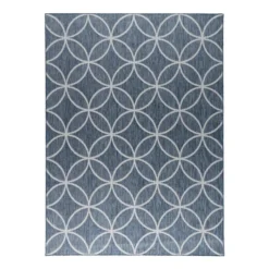Geometrischer Outdoor Teppich - Faro Ripple Blau