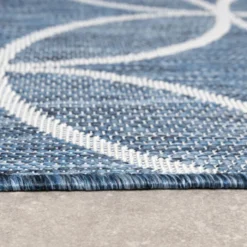 Geometrischer Outdoor Teppich - Faro Ripple Blau