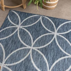 Geometrischer Outdoor Teppich - Faro Ripple Blau