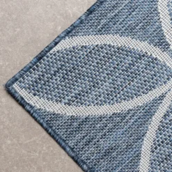 Geometrischer Outdoor Teppich - Faro Ripple Blau