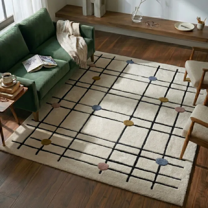 Geometrischer Teppich - Brunello Dots Bunt
