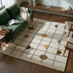 Geometrischer Teppich - Brunello Circles Gelb