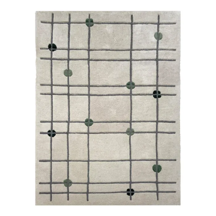 Geometrischer Teppich - Brunello Dots Grün