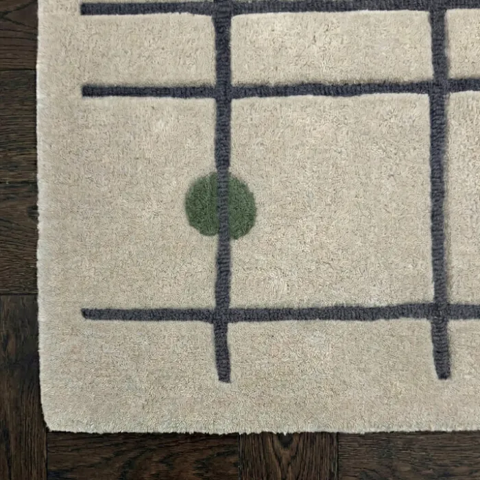Geometrischer Teppich - Brunello Dots Grün