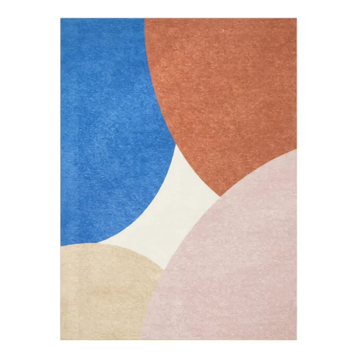 Geometrischer Teppich - Swing Circles Blau Rosa