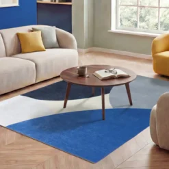 Geometrischer Teppich - Swing Circles Blau