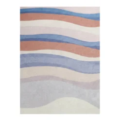 Geometrischer Teppich - Swing Waves Blau Rosa