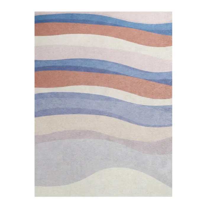 Geometrischer Teppich - Swing Waves Blau Rosa