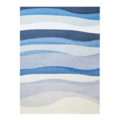 Geometrischer Teppich - Swing Waves Blau
