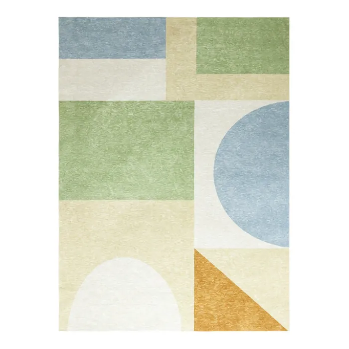 Geometrischer Teppich - Swing Shapes Blau Grün