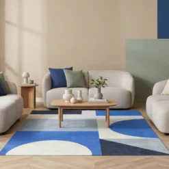 Geometrischer Teppich - Swing Shapes Blau