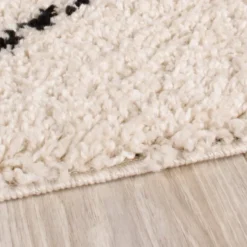Hochflor Läufer - Grand Lines Creme Schwarz