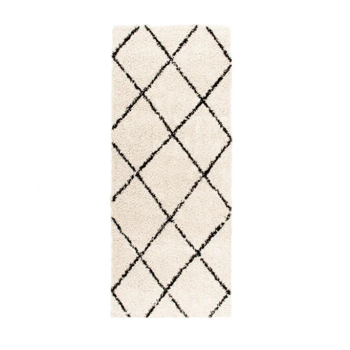 Hochflor Läufer - Grand Lines Creme Schwarz