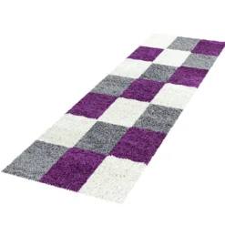 Hochflor Läufer - Cube Lila - 80x250cm
