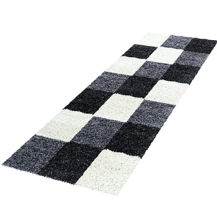 Hochflor Läufer - Cube Schwarz- 80x250cm
