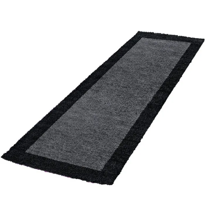 Hochflor Läufer - Edge Schwarz - 80x250cm