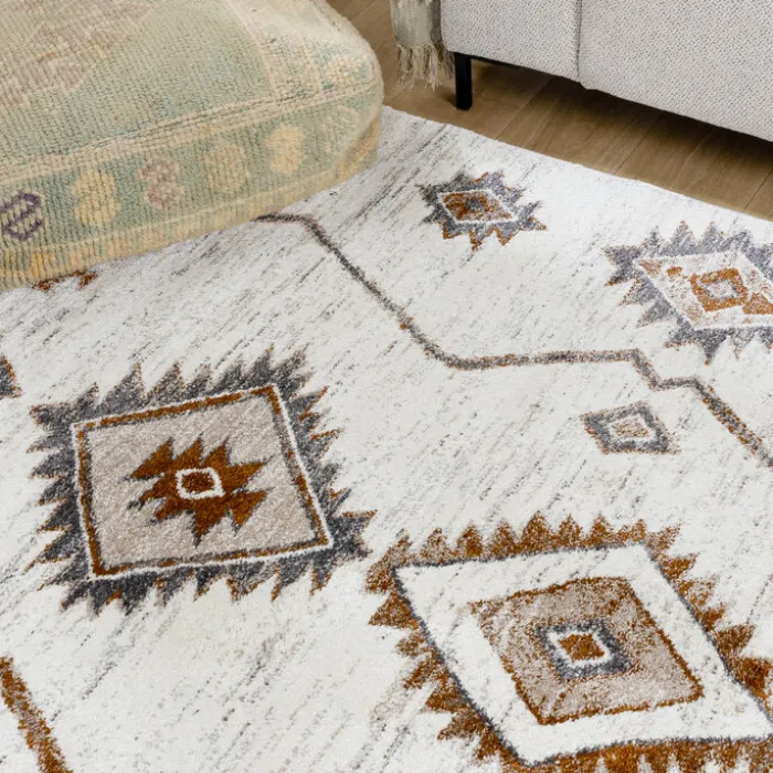 Hochflor Teppich - Blend Aztec Creme Bunt