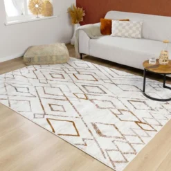 Hochflor Teppich - Blend Diamond Creme Bunt