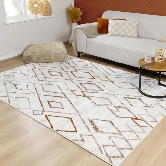 Hochflor Teppich - Blend Diamond Creme Bunt