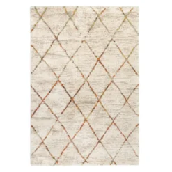 Hochflor Teppich - Blend Lines Creme Bunt