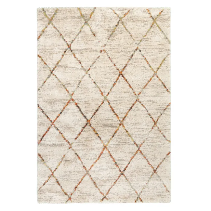 Hochflor Teppich - Blend Lines Creme Bunt