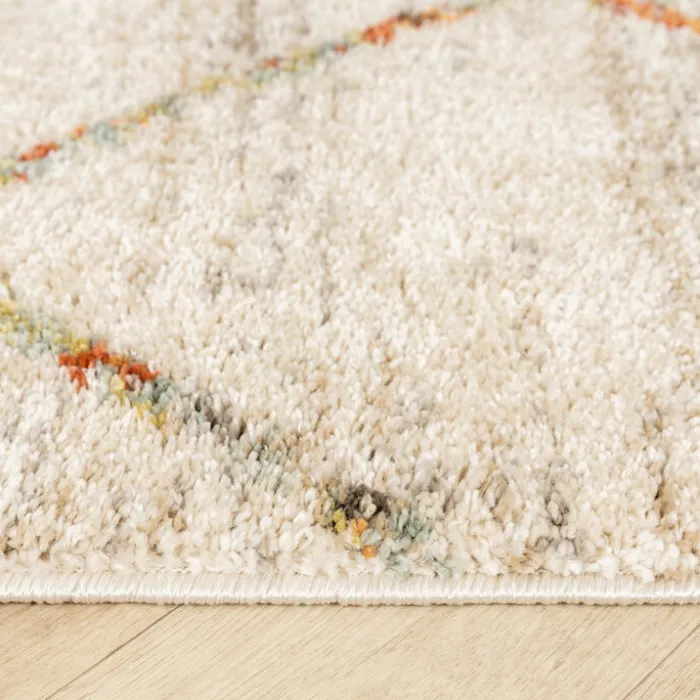 Hochflor Teppich - Blend Lines Creme Bunt