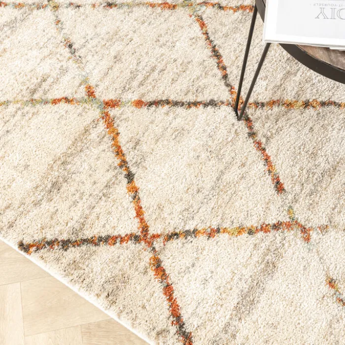 Hochflor Teppich - Blend Lines Creme Bunt
