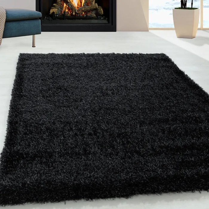 Hochflor Teppich - Blushy Schwarz Meliert