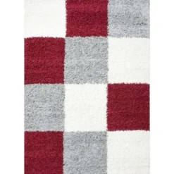 Hochflor Teppich - Cube Rot