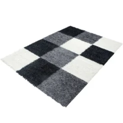 Hochflor Teppich - Cube Schwarz