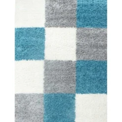 Hochflor Teppich - Cube Türkis