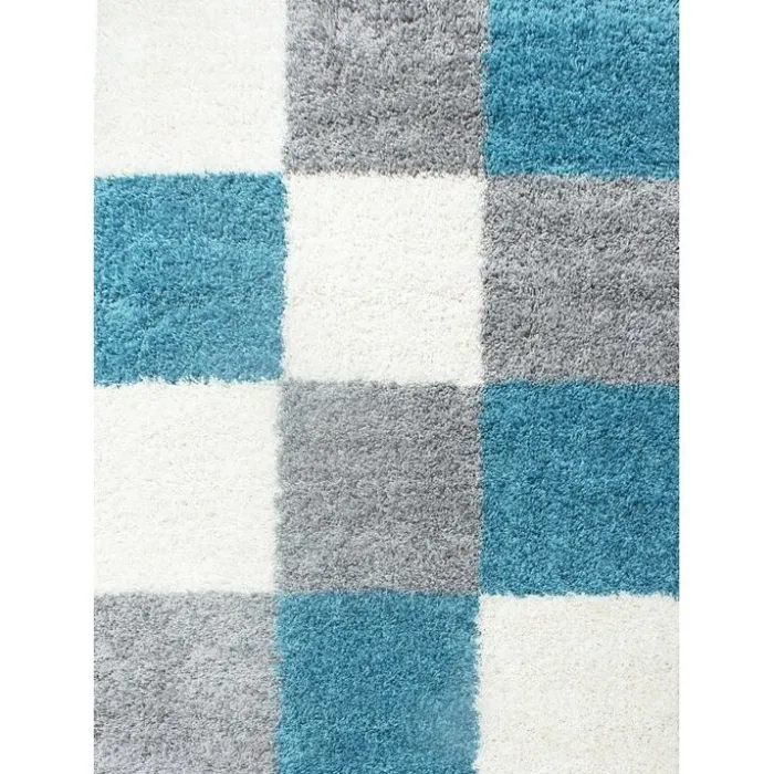 Hochflor Teppich - Cube Türkis