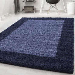 Hochflor Teppich - Edge Blau
