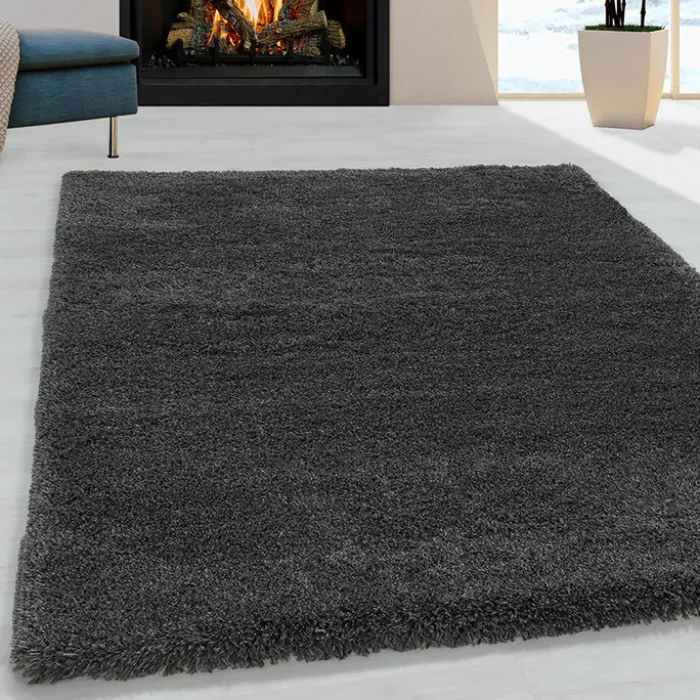 Hochflor Teppich - Fuzzy Dunkelgrau