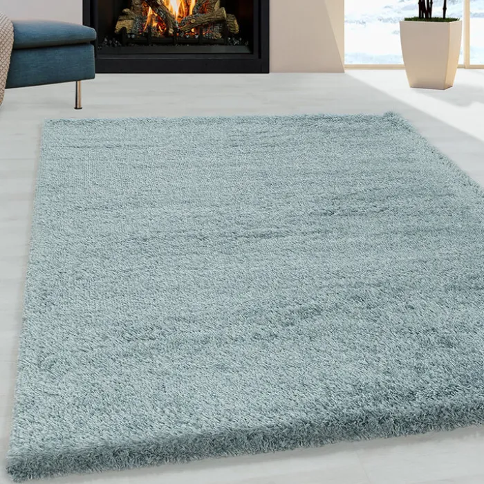 Hochflor Teppich - Fuzzy Hellblau