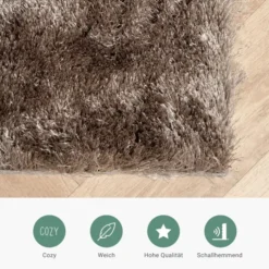 Hochflor Teppich - Glorious Silber Grau